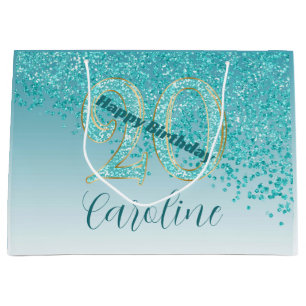 Joli Sac Cadeau Paillettes Bleu Sarcelle pour 20e