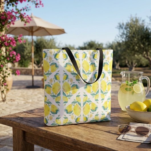 Joli sac de plage d'été aux citrons