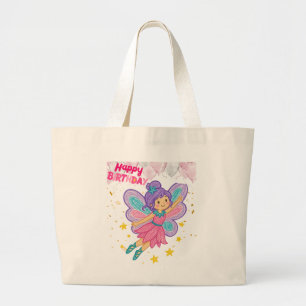 Joli sac en toile pour fille avec une fée heureuse