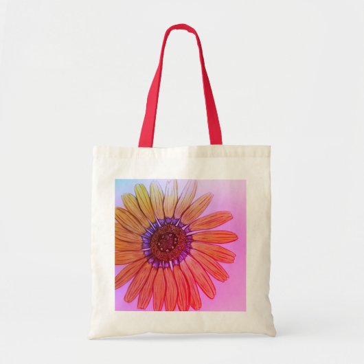 Joli Sac fourre-tout à fleurs dessiné à la main (Devant)