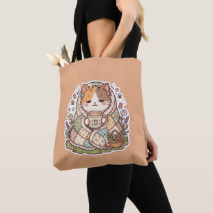 Joli sac fourre-tout chat calico Cottagecore Kawai