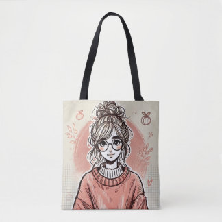 Joli Sac fourre-tout d'art Sketch Girl