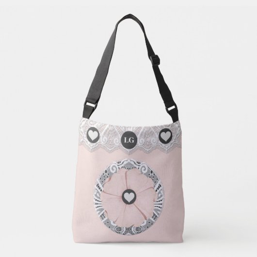 Joli Sac fourre-tout floral rose doux en dentelle (Devant)