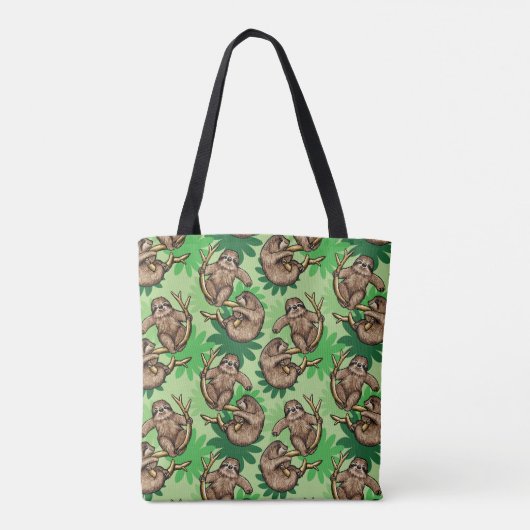 Joli Sac fourre-tout vert Motif Escalade Sloth (Dos)