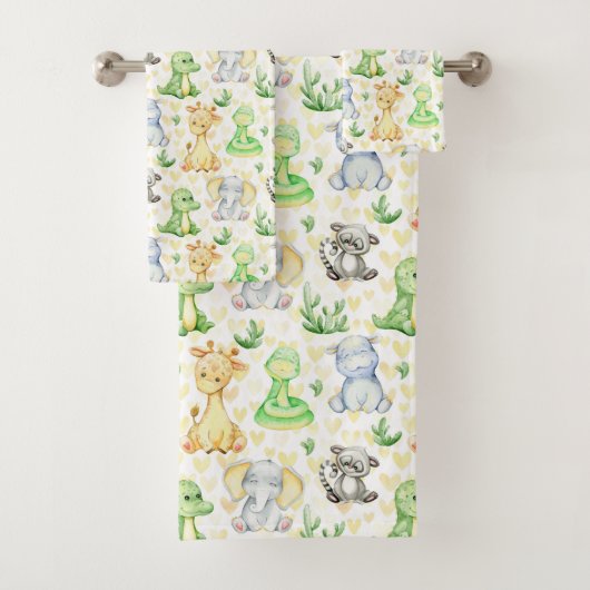 Joli Safari Animaux Serviettes De Bain Set (En situation)