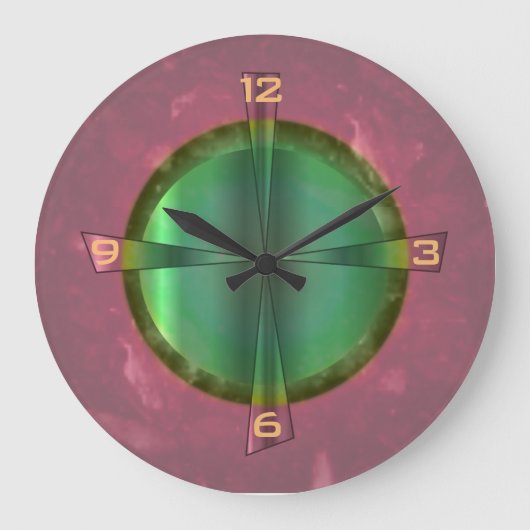 Joli Saumon rose et vert> Horloge de cuisine (Recto)
