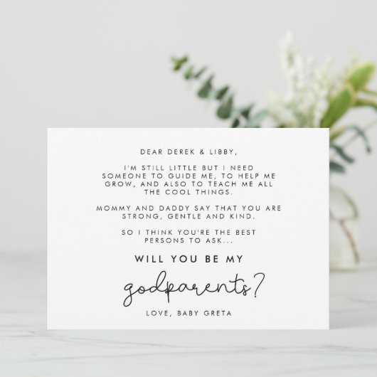 Joli script Carte de proposition Godparents (Debout devant)