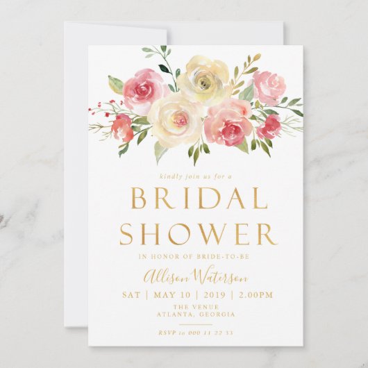 joli script Carte d'invitation de la douche de la  (Devant)