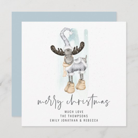 Joli script de rennes Joyeuse carte de Noël (Devant / Derrière)