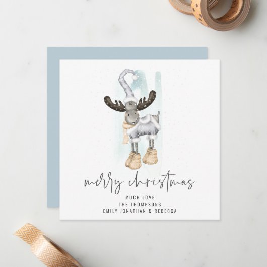 Joli script de rennes Joyeuse carte de Noël (Devant/Arrière en situation)