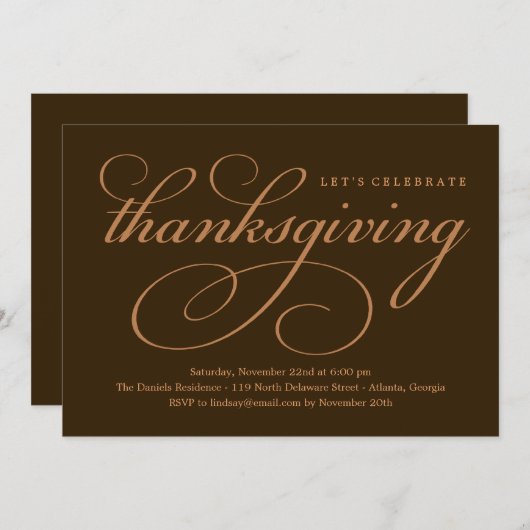 Joli Script Dîner de Thanksgiving Invitation (Devant / Derrière)
