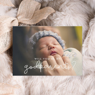 Joli script Godparents proposition carte photo