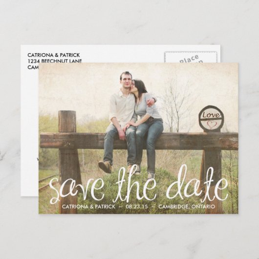 Joli script manuscrit Enregistrer la carte postale (Devant / Derrière)