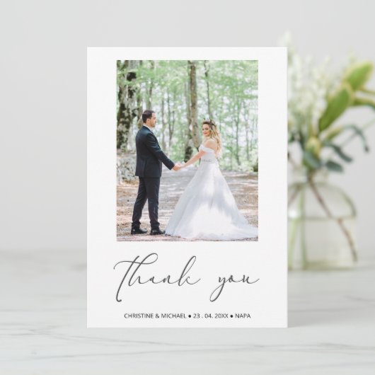 Joli script Mariage personnalisé Carte de remercie (Debout devant)