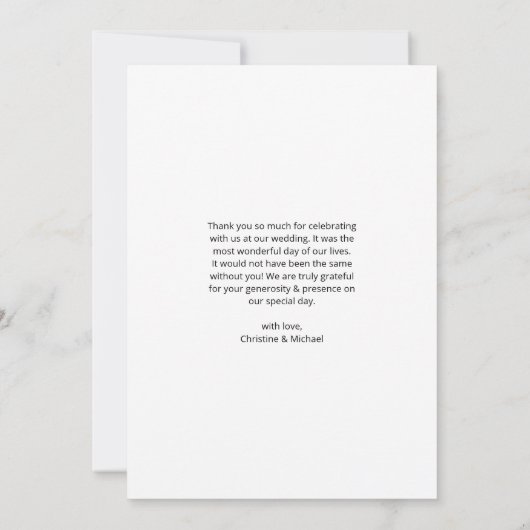 Joli script Mariage personnalisé Carte de remercie (Dos)