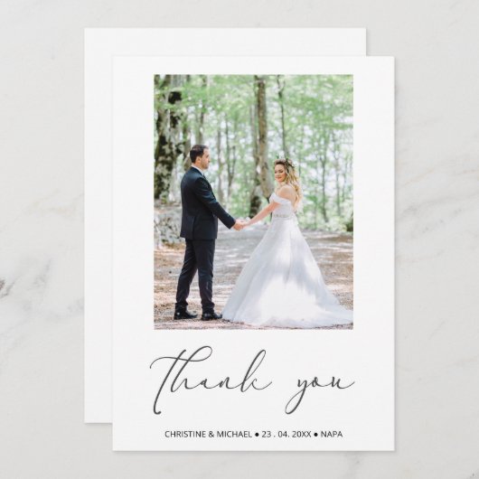 Joli script Mariage personnalisé Carte de remercie (Devant / Derrière)