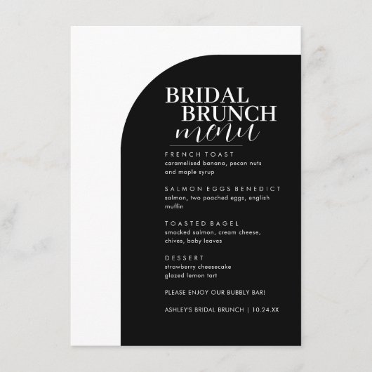 Joli serif texte minima Bridal Brunch Menu (Devant)