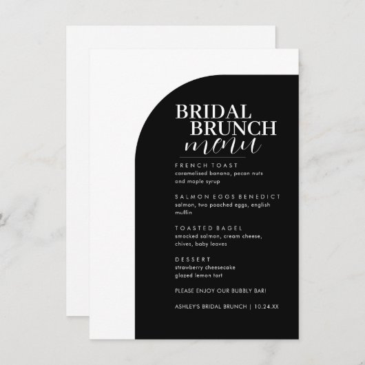 Joli serif texte minima Bridal Brunch Menu (Devant / Derrière)