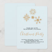 Joli Snowflakes Gold sur Blue, Invitation festif (Devant / Derrière)
