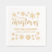 Joli Snowflakes Golden Joyeux dîner de Noël (Recto)