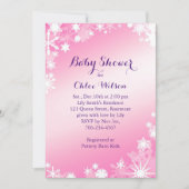 Joli Snowflakes rose Baby shower Invitation (Devant)