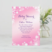 Joli Snowflakes rose Baby shower Invitation (Debout devant)