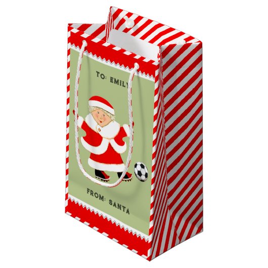 Joli Soccer Noël Petit Sac Cadeau (Devant Angle)