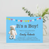 Joli soccer ours garçon bébé douche Invitations (Debout devant)