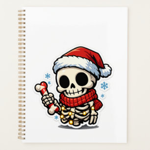 Joli squelette de Noël tenant un bonbon canne Kawa