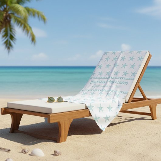 Joli Starfish Turquoise Serviette de plage personn