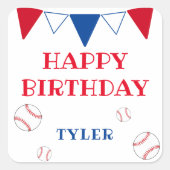 Joli Sticker d'Anniversaire Blancs De Baseball Enf (Devant)