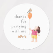 Joli Sticker Merci Fille d'anniversaire (Design 1)