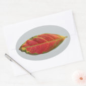 Joli sticker ovale feuille rouge, scellant, étique (Enveloppe)