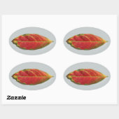 Joli sticker ovale feuille rouge, scellant, étique (Feuille)