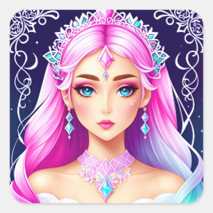 Joli Sticker Princess à Haired Rose