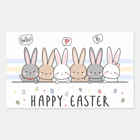 Joli Sticker Rectangulaire de Pâques (Devant)