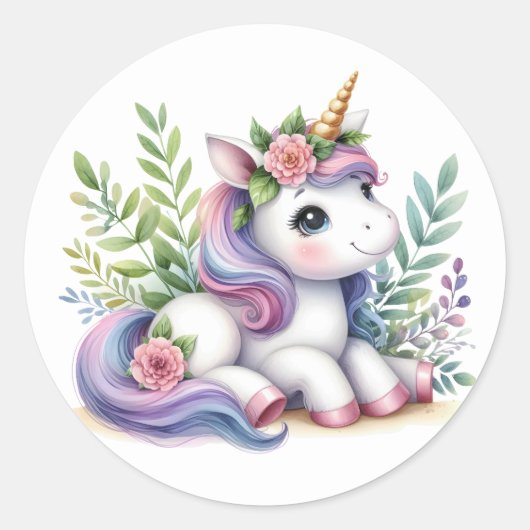 Joli Stickers Unicorne Aquarelle (Devant)