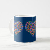 Joli style d'art populaire Coeur floral sur Mug Bl (Devant gauche)