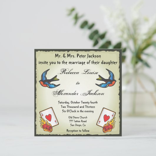 Joli style Faire-part de mariage de tatouage Vegas (Debout devant)