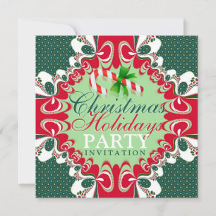 Joli Sucre de canne Red Christmas Party Invitation