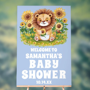 Joli Sunflower Lion Baby shower bleu Bienvenue