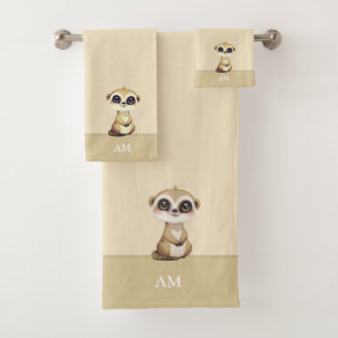 Joli Suricate & Monogramme sur Beige Sable