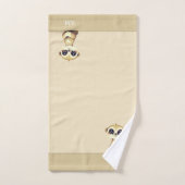 Joli Suricate & Monogramme sur Beige Sable (Serviette à main)