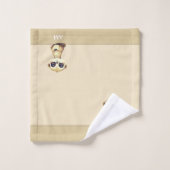 Joli Suricate & Monogramme sur Beige Sable (Gant de toilette)