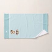 Joli Suricate & Monogramme sur Fond Bleu Clair (Serviette à main)