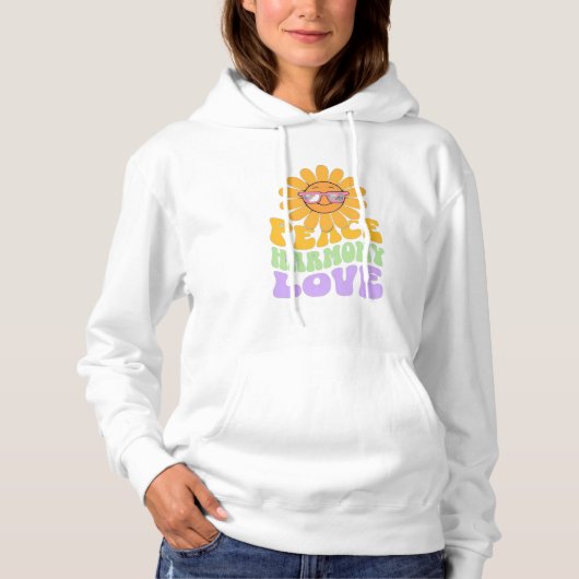 Joli sweat à capuche imprimé de fleurs de la paix (Devant)