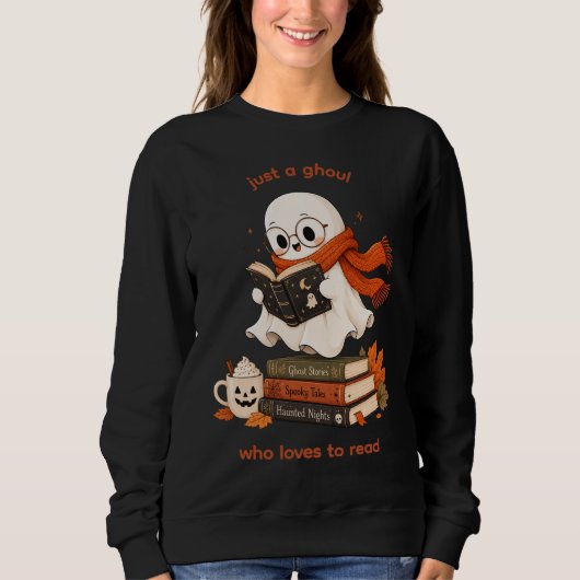 Joli sweatshirt fantôme de lecture marron chocolat (Devant)