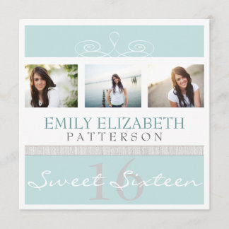 Joli Swirl Photo Collage Sweet 16 Invitation