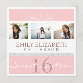 Joli Swirl Photo Collage Sweet 16 Invitation