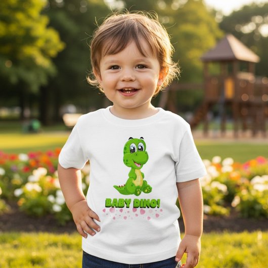 Joli T-Shirt Bébé Dino Vert pour Tout-Petits